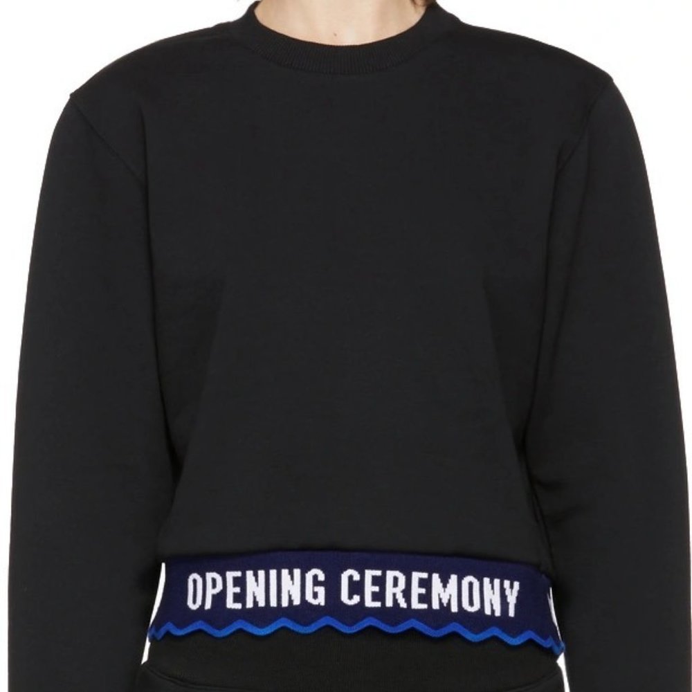 Opening Ceremony Black Scalloped Logo Cropped Sweatshirt